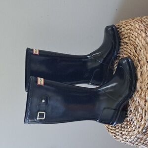 Hunter Youth Original Tall Black‎ Rubber Wellingston Tall Rain Boots Size B2/G3